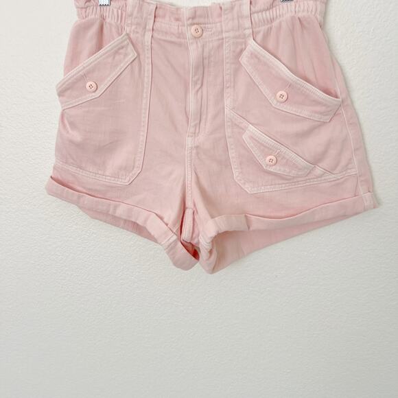 [American Eagle Outfitters] Pink High Rise Paperbag Elastic Waist Denim Shorts 6 - Picture 5 of 8